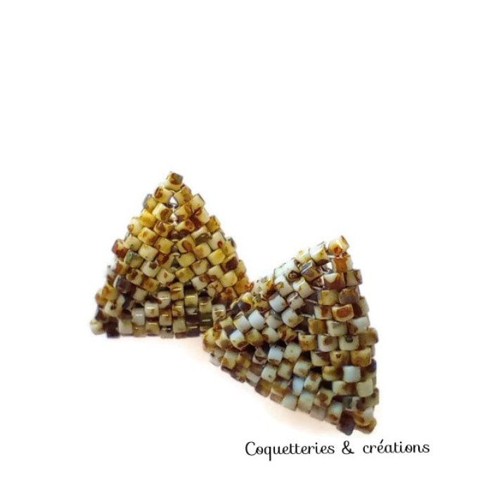 Puces triangle 3D perles Delica Miyuki  - sable Picasso