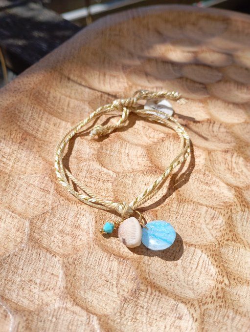 bracelet femme Trésors de Plage, en perles fimo et coquillage