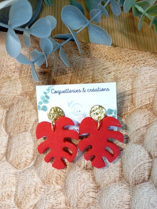 Boucles d'oreilles fimo  ginko 