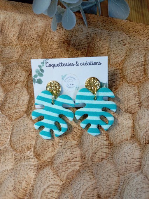 Boucles d'oreilles fimo  ginko 