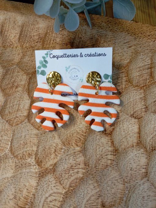 Boucles d'oreilles fimo  ginko 