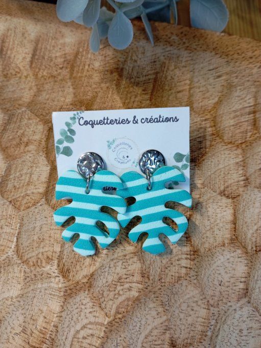 Boucles d'oreilles fimo  ginko 