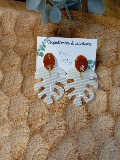 Boucles d'oreilles fimo  ginko 