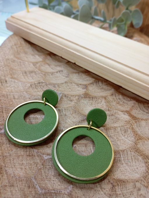 Boucles d'oreilles créoles "Les Graphiques" – Collection Argile Polymère & Or