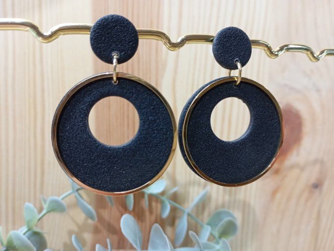 Boucles d'oreilles créoles "Les Graphiques" – Collection Argile Polymère & Or