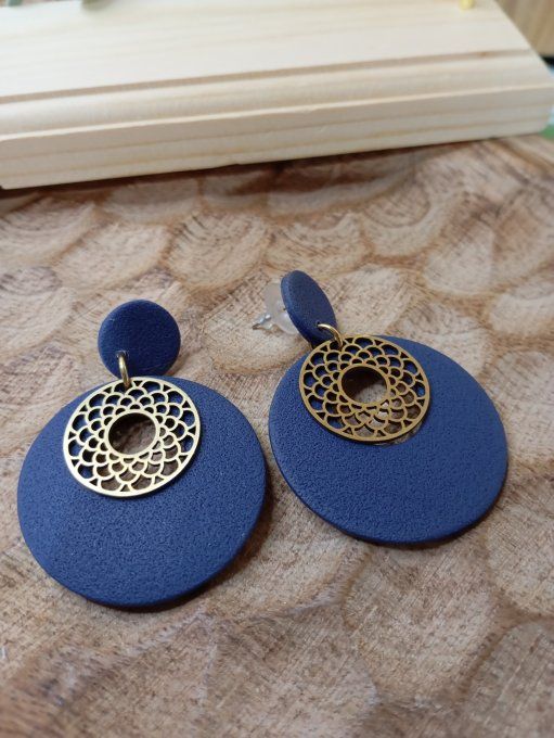 Boucles d'oreilles créoles "Les Graphiques" – Collection Argile Polymère & Or