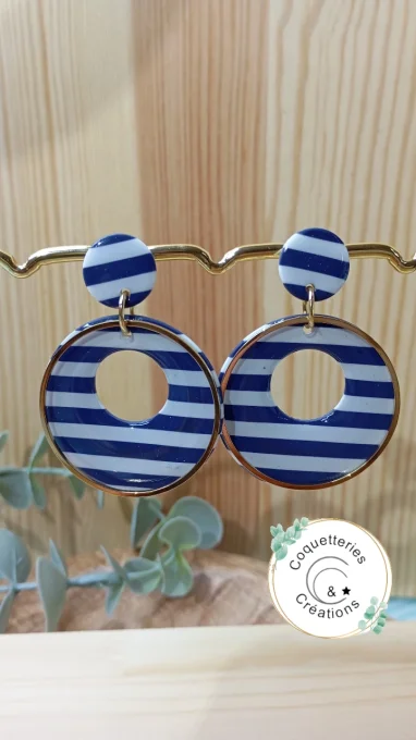 Boucles d'oreilles créoles "Les Graphiques" – Collection Argile Polymère & Or