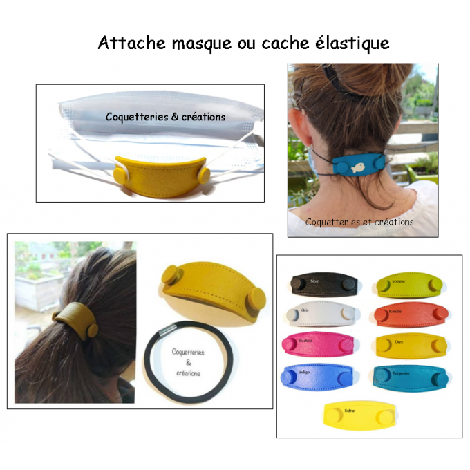 Attache masque facial ou cache élastique 2 en 1 