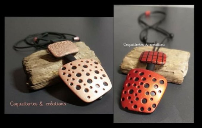 Collier sautoir polymère couleur métallique réglable  