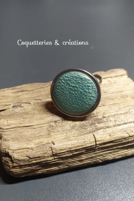 bague polymère, or turquoise métallisé