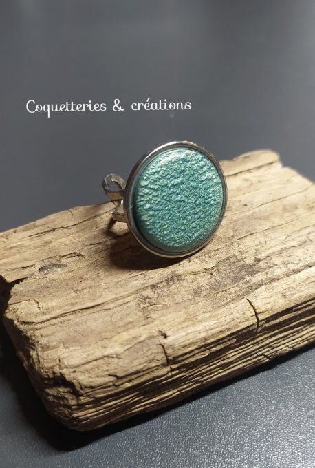 bague polymère, or turquoise métallisé