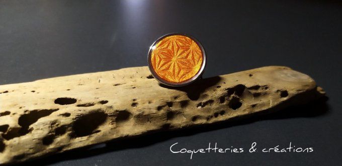 bague polymère, étoiles orange métallisé  