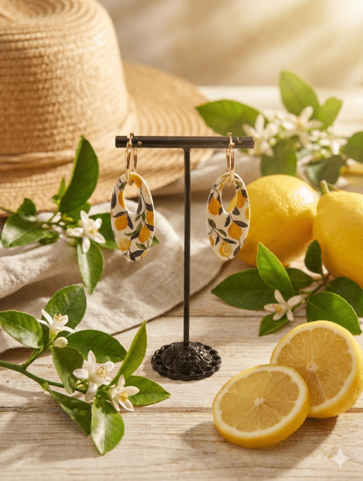 Boucles d'Oreilles Recto-Verso "Citron Vitaminé" – 3 Formes au Choix