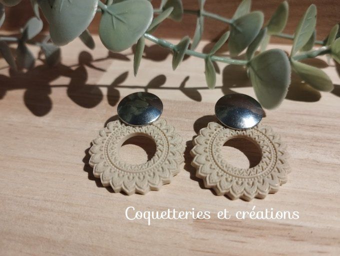 Boucles d'oreilles fimo, mandala 