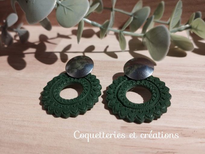 Boucles d'oreilles fimo, mandala 