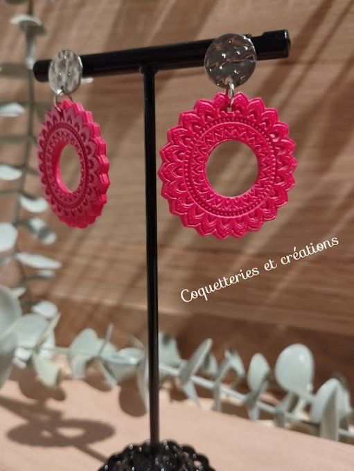 Boucles d'oreilles fimo, mandala 