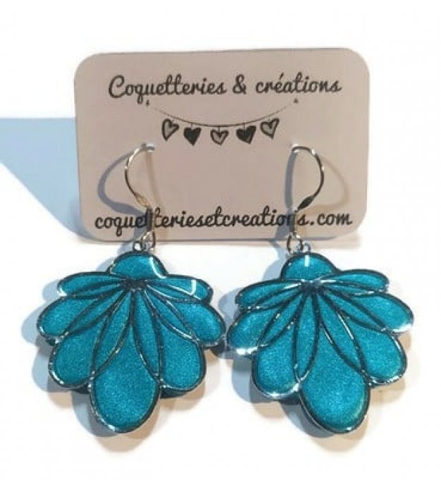 Boucles d'oreilles fimo, feuilles de couleur