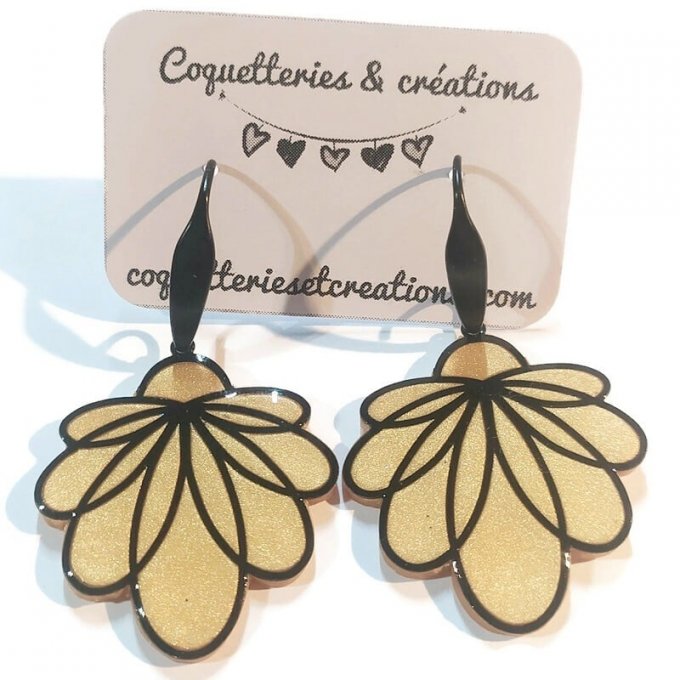 Boucles d'oreilles fimo, feuilles de couleur