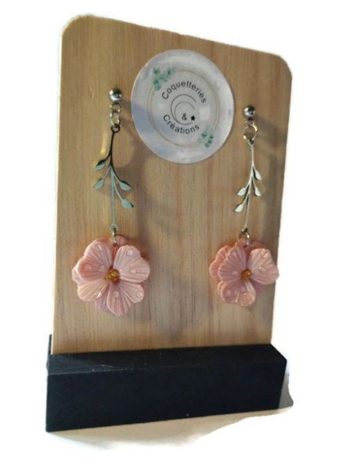 Boucles d'oreilles fimo fleur