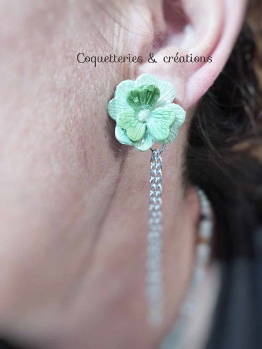 Boucles d'oreilles fimo fleur