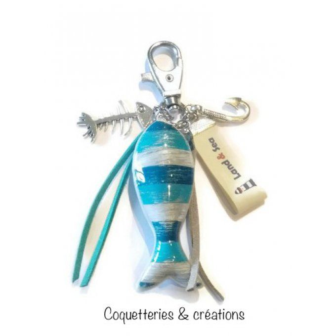 Gri-gri de sac sardine, rayé turquoise, bleu marine et blanc- Copie