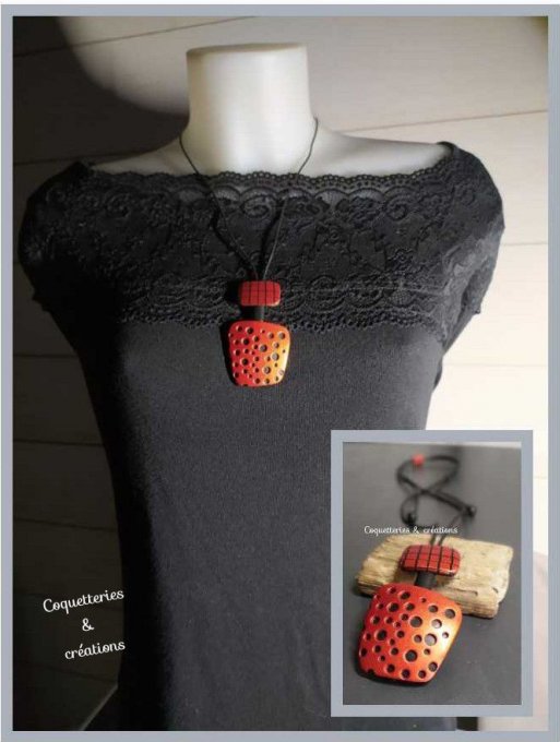 Collier sautoir polymère couleur métallique réglable  