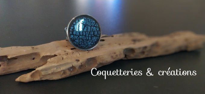 bague polymère, craquelé métallisé 