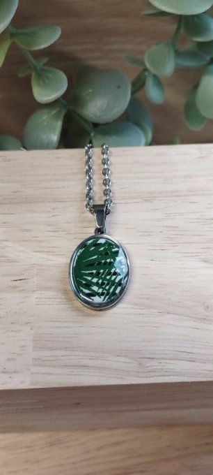 Collier pendentif cabochon fimo lentille 