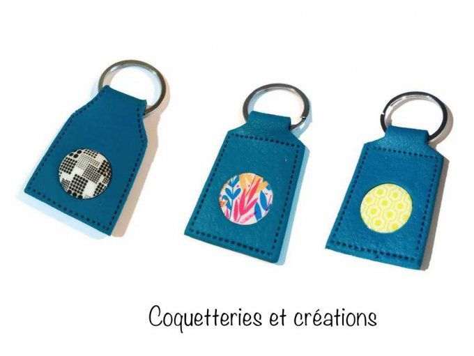 Porte-clés imitation cuir Turquoise