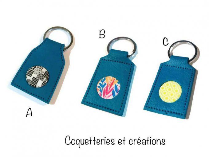 Porte-clés imitation cuir Turquoise