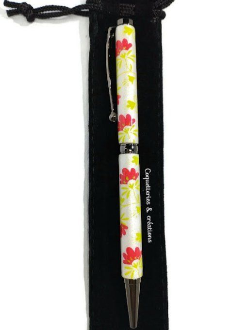 Stylo bille rechargeable -petites fleurs-